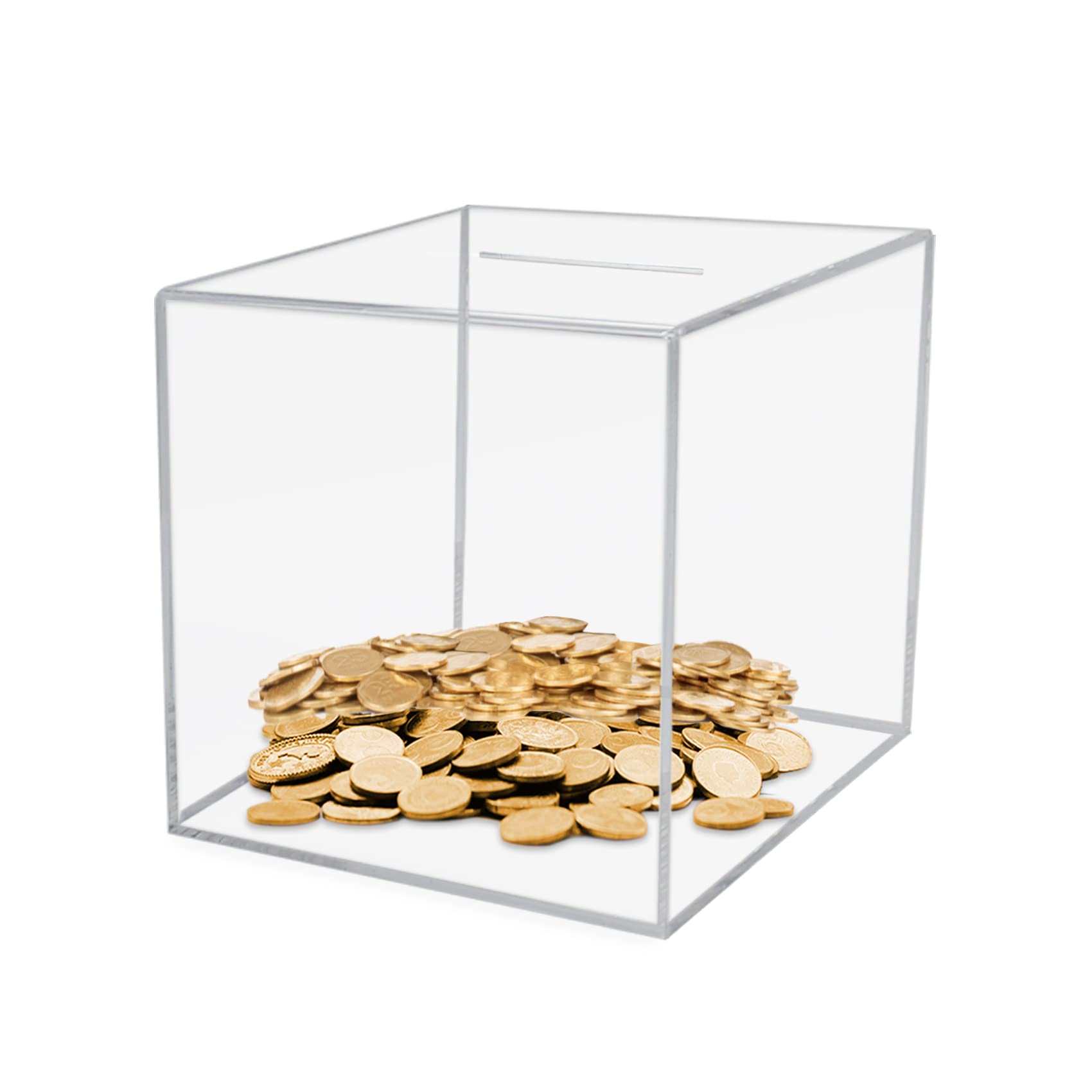 Money Box Not Open, Acrylic Piggy Bank Transparent for Adults and Children, 15 x 15 x 15 cm