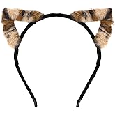 AMCAMI Cheetah Ears Headband, 1 Pack Fuzzy leopard print ears headband,Animal Cat Ear Headpiece for Costume Cosplay Party