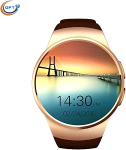 Amazon.com: GFT kw18 SmartWatch Reloj Inteligente visualización Táctil  compatible con iPhone blanco redonda con Heart Rate Monitor IPS Full HD  Tracker apoyo tarjeta micro SD para el iPhone Samsung Android Teléfono,  Dorado :