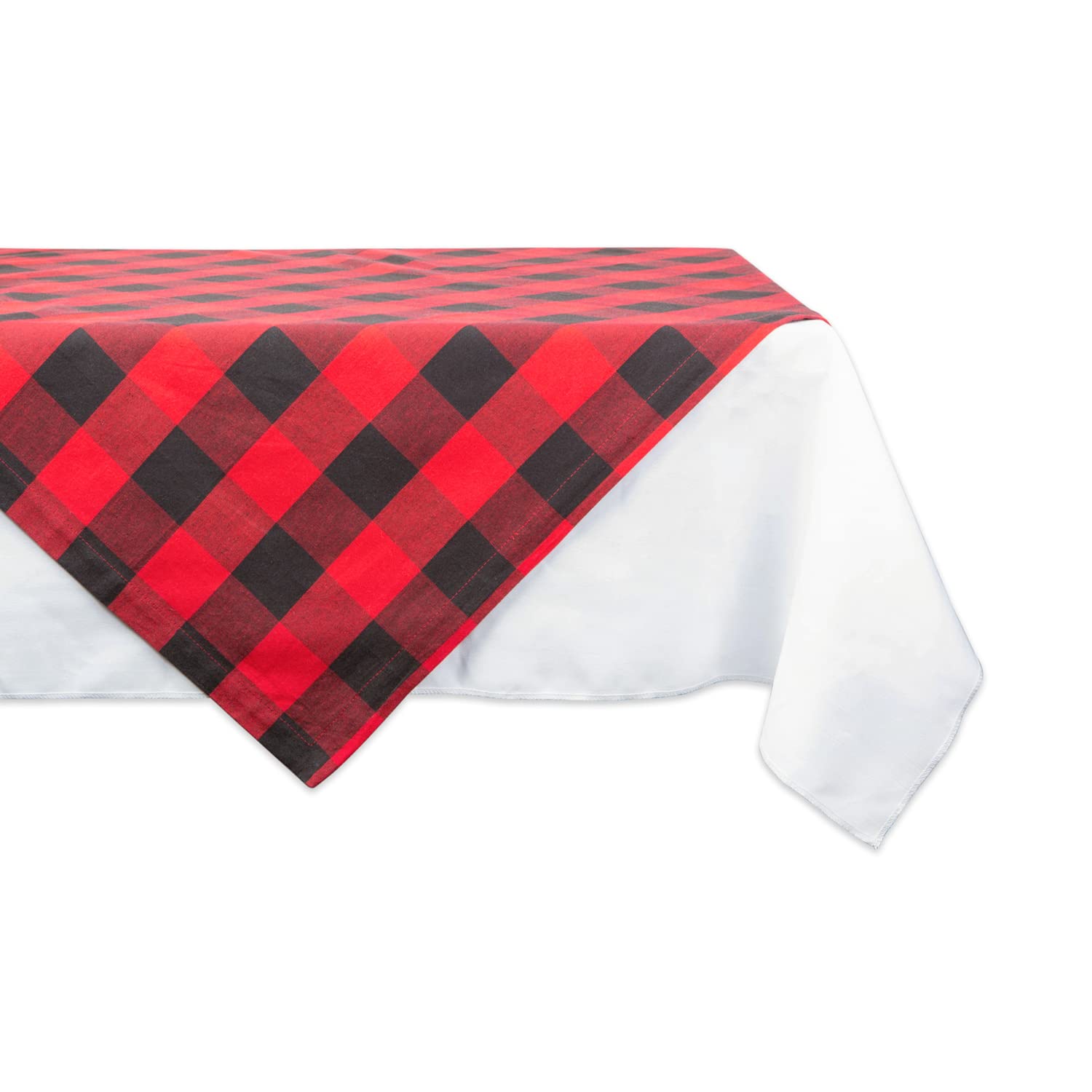 DII Classic Farmhouse Tablecloth, Cotton, Red & Black, Table Topper, 40x40