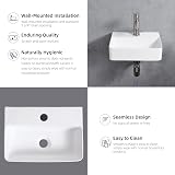 Ibergrif M41101 White Ceramic Rectangle Vessel Sink Wall Mounted 375x262mm view 5