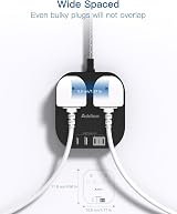 Addtam Extension Lead 2 AC Outlets 4 USB Ports 4.5A 1.6m Braided Cord view 7