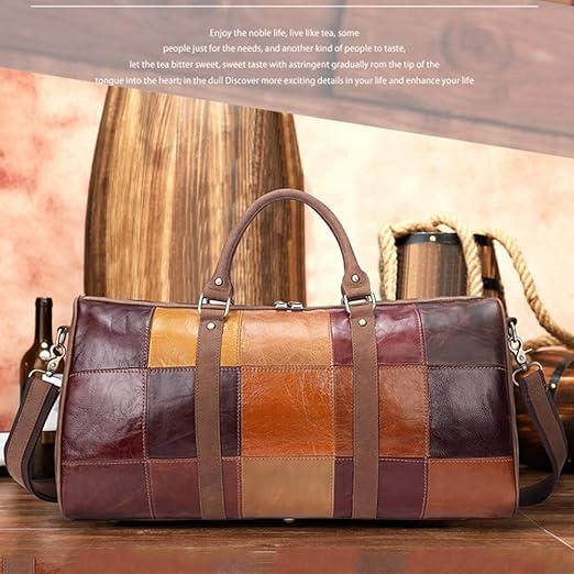 patchwork leather duffle bag