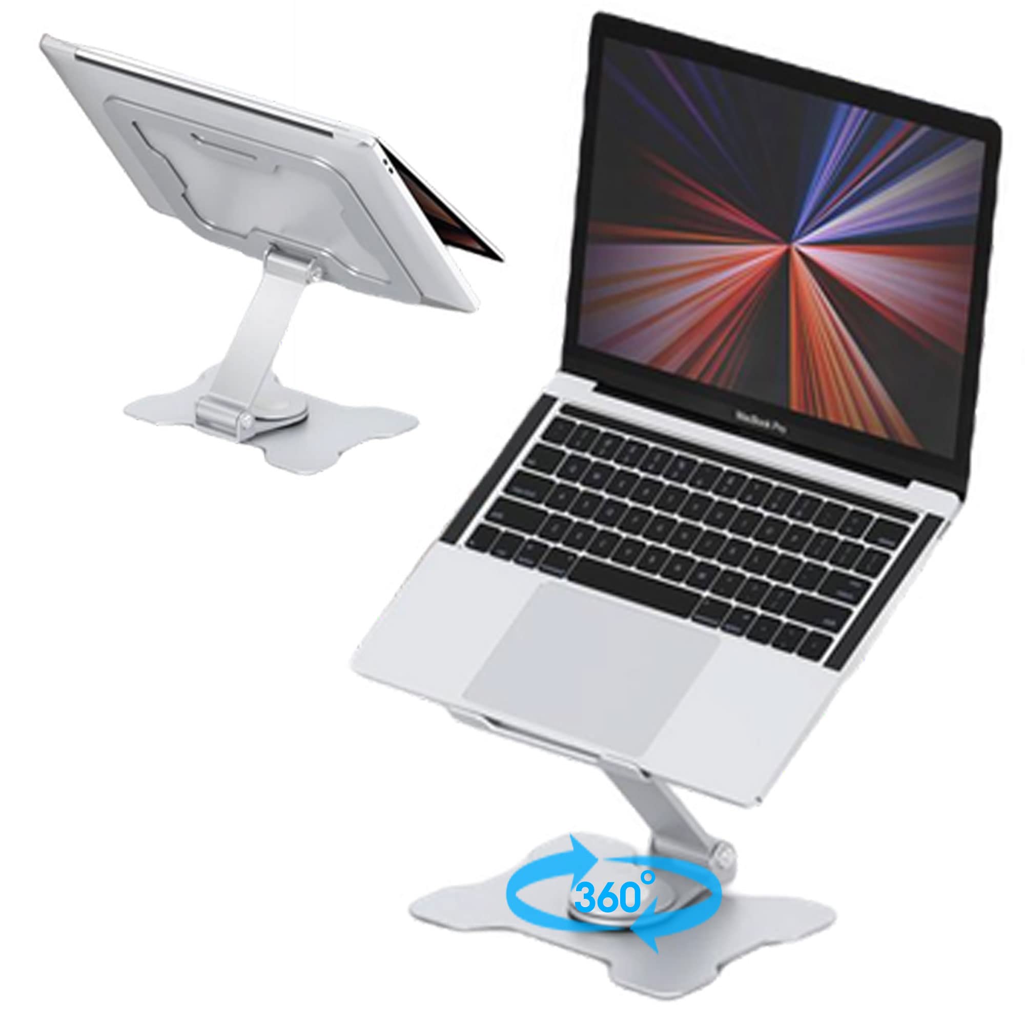 TECHGEAR Laptop Stand with 360 Rotating, Ergonomic Adjustable Laptop Riser Stand for Collaborative Work with Heat-Vent, Dual Rotary, Foldable for Easy Storage, Fits MacBook/All Laptops up to 17 inches