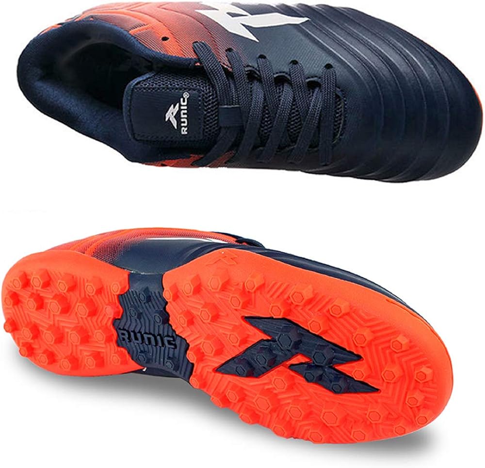 Numeric_7 Available in Turf RUNIC Soccer Cleats Mens Navy/Orange Soccer Shoes Turf Outsole 
