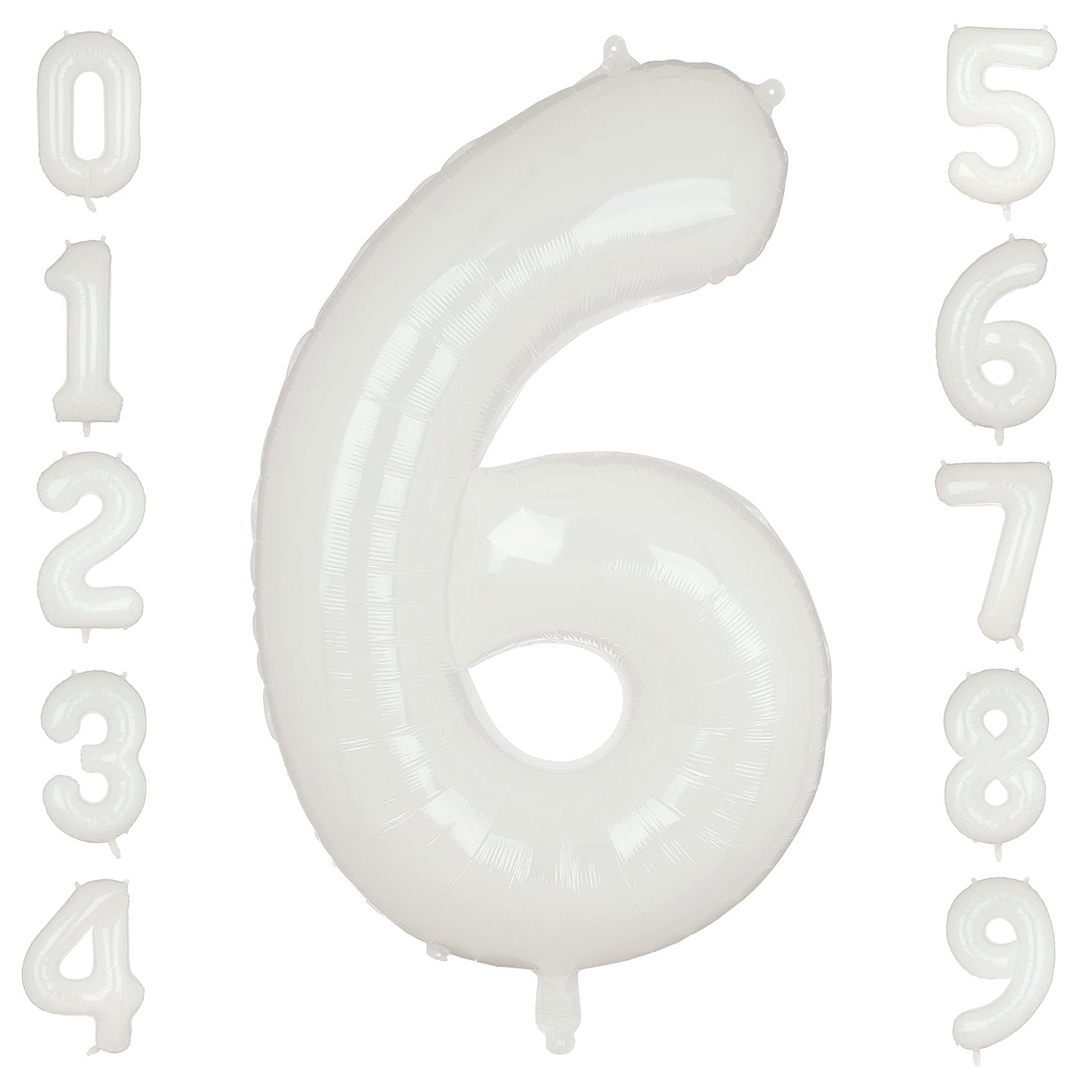 Large Foil Number 6 Balloons White Big Mylar Helium Balloon Birthdays Party Decorations Supplies 40 Inch