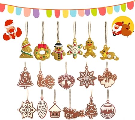 Amazon Fsearrt クリスマスツリー オーナメント クッキー飾り 17個入り ぶら下げ 粘土 工芸品 クリスマス装飾品 人形 動物 おもちゃ