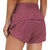 THE GYM PEOPLE Womens High Waisted Running Shorts Quick Dry Athletic Workout Shorts with Mesh Liner Zipper Pockets