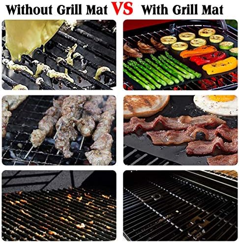 Tapis de Cuisson Barbecue, Set de 6 Feuille de Cuisson pour Barbecue et Four - 40*33 cm Anti-adhérent de BBQ et Feuilles de Cuisson réutilisable pour les barbecue à gaz, Charbon ou électriques