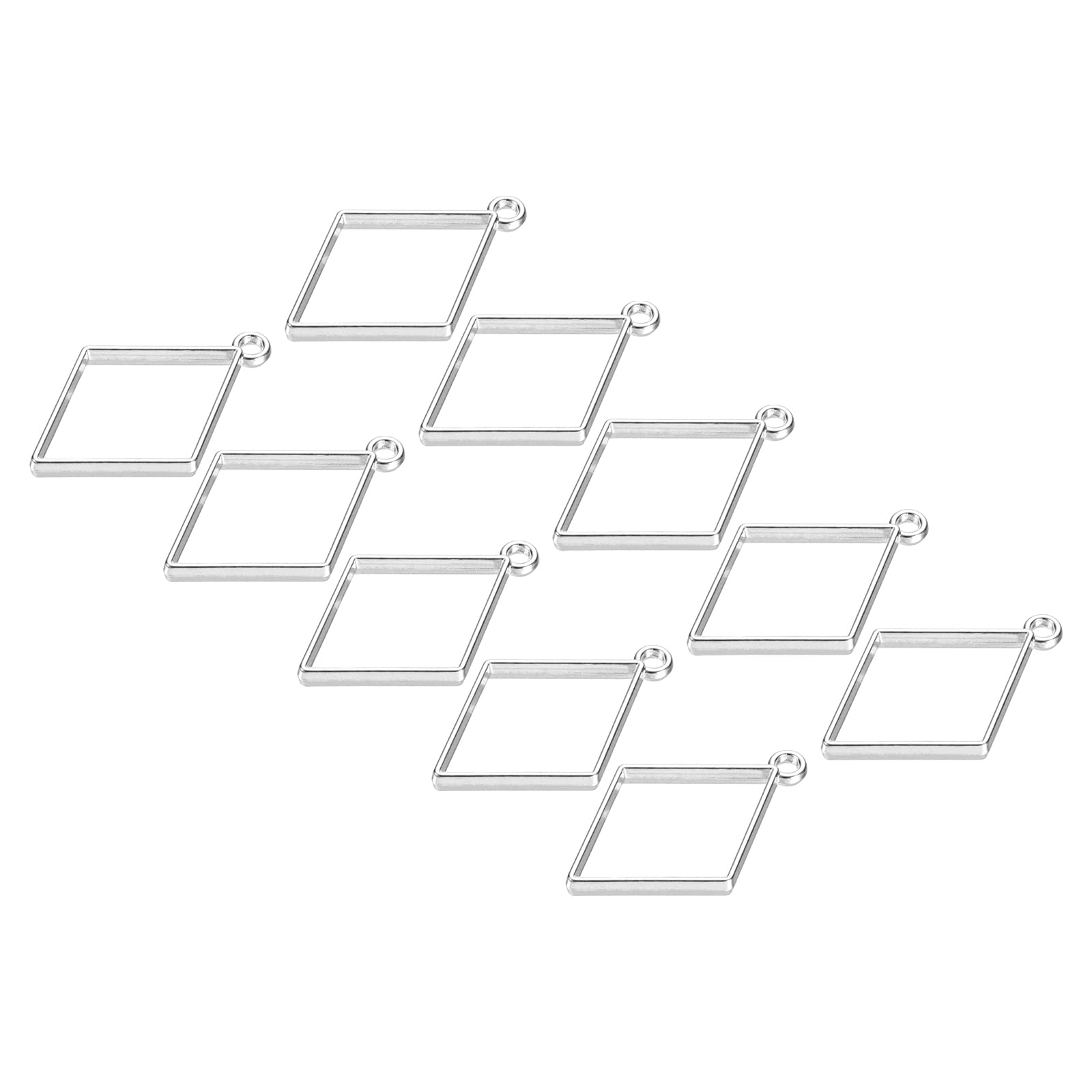 M METERXITY 20 Pack Open Bezels for Resin - Hollow Frames Alloy Rhombus Shaped, Apply to DIY Crafts Pendants Pressed Flowers (Silver Tone)