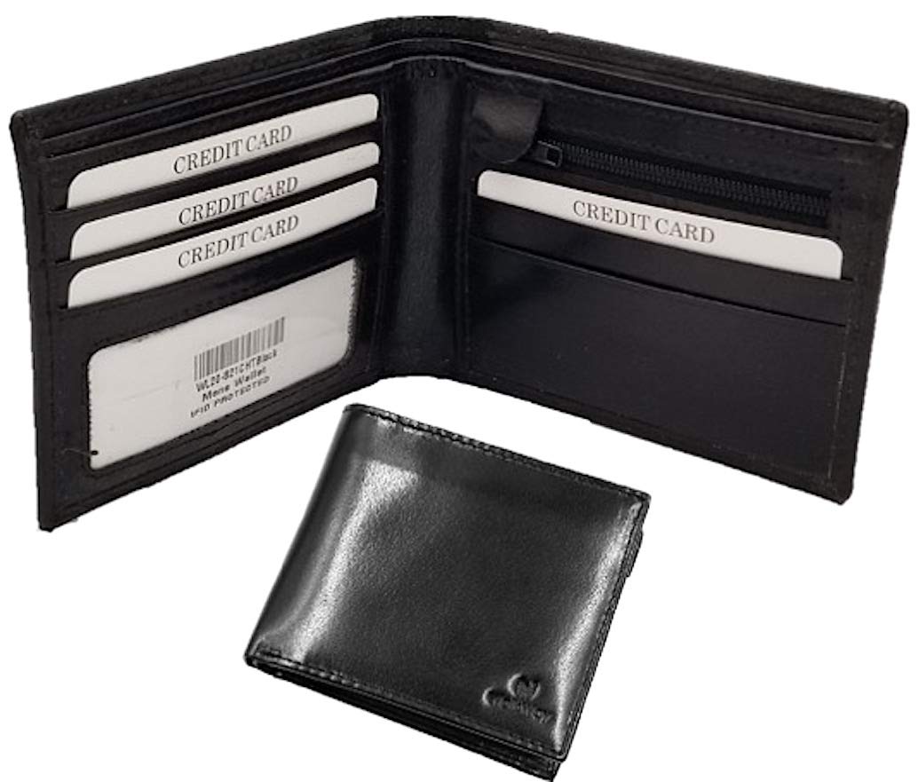 WalkWay London - Mens Wallet - Premium VegTanned Leather - Gift Boxed - WL20821 - RFID (Black)
