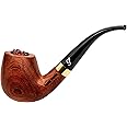 Spiper Smooth Finest (9mm) Bent Billiard Pipe, Quality Handmade Pipe, Svelte Tapered Stem (Red Brown)