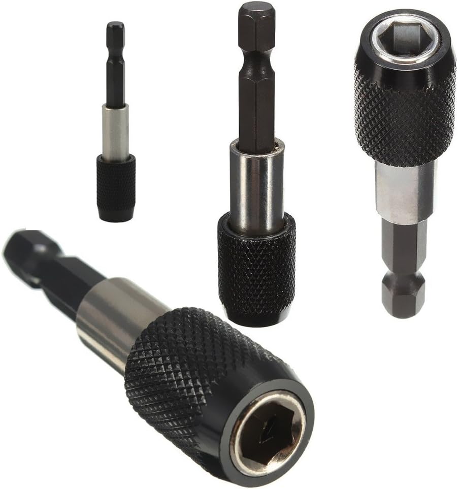 Impact Drive Shank Chuck Quick Connect Adapter,Hex Shank Magnetic Extension Release Bits Holde,Extension Set for Screws (4 Pcs 1/4 Inch Hex Shank)