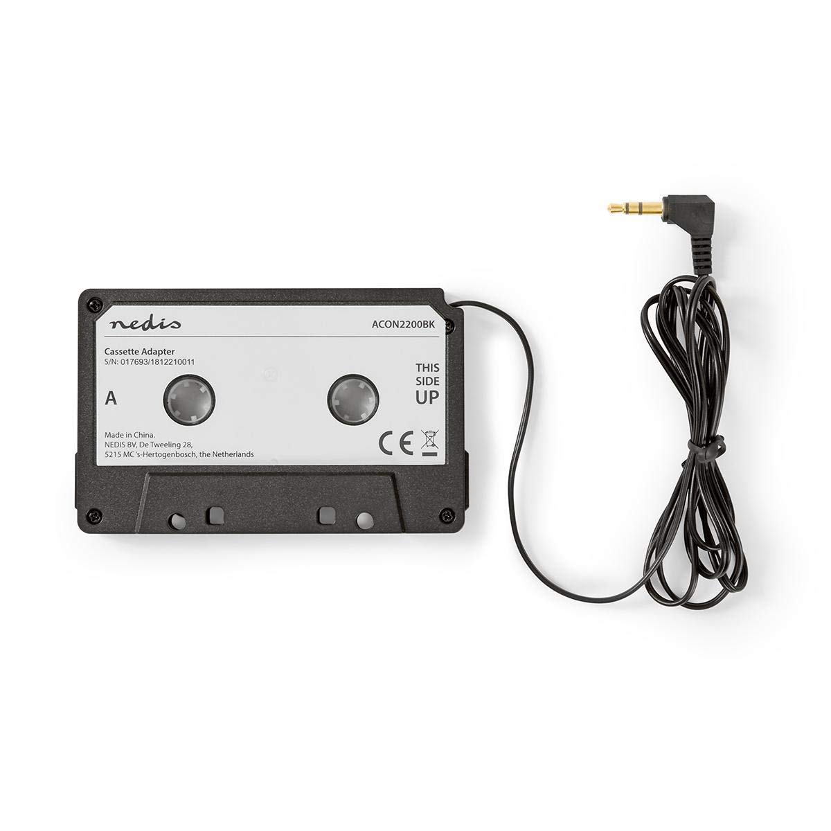 NEDIS Car Radio Cassette Adapter, Connects Devices with 3.5 mm Headphone Jack to Cassette Player, Plays Music from Mobile Phones or MP3 Players - 1.0m Cable