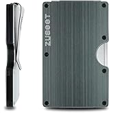 Aluminum RFID Wallet for Men – Slim Brushed Metal Front Pocket Wallet with Built-In Cash Clip – Durable, Lightweight Card Holder with RFID Protection (Silver, Holds 16 Cards)