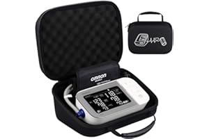 BOVKE Hard Carrying Case for OMRON Platinum BP5465 BP5450 / OMRON Gold BP5360 BP5350 Upper Arm Blood Pressure Monitor, Extra Room fits Upper Arm Cuff and AC Adapter, Black+Black (NOT for BP7450)