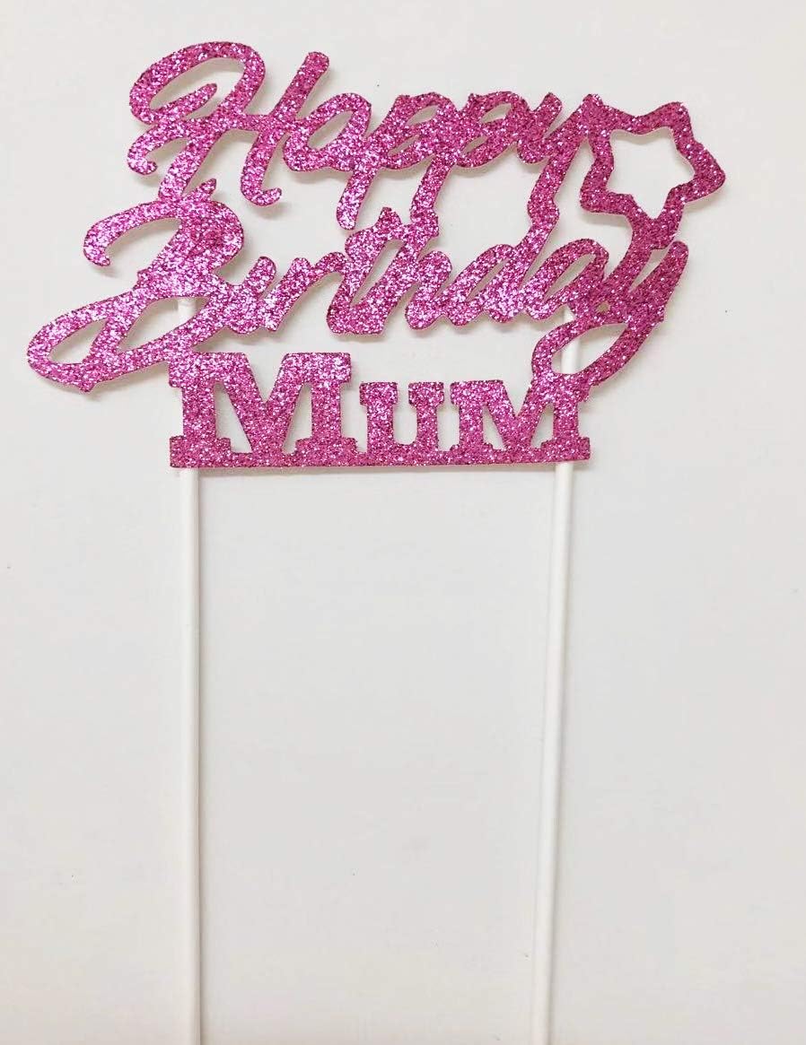 Toppers De Decoration De Gateau De Paillettes A La Main 1 Joyeux Anniversaire Maman Rose Rouge Amazon Fr Cuisine Maison