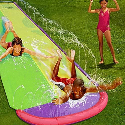 Undersea Water Dual Slip And Slide - 18ft X 5ft Backyard Water Slide With Splash Pad & Body Boards