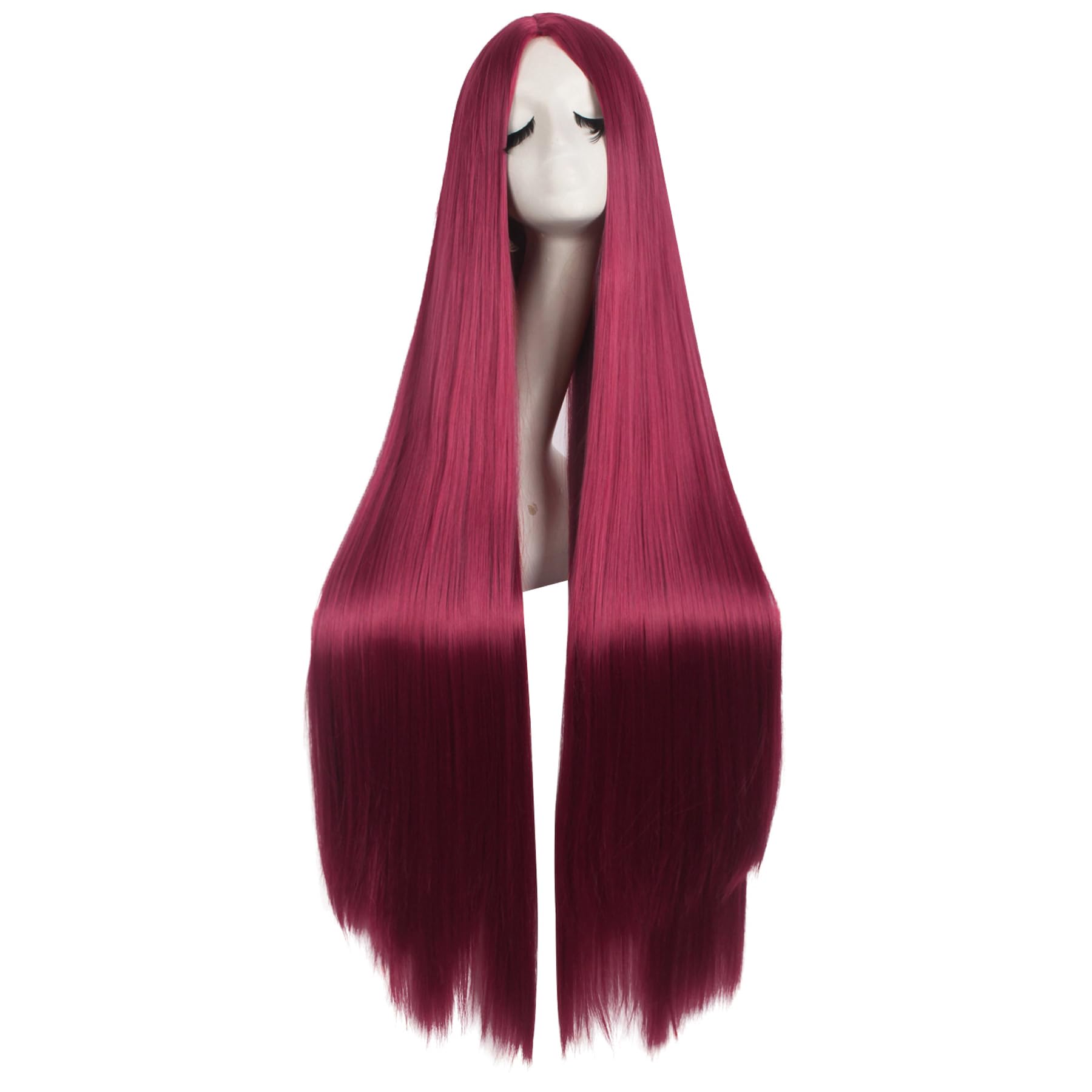 MapofBeauty 40 Inch/100cm Fashion Straight Natural Long Costume Anime Wig (Red) — image 1