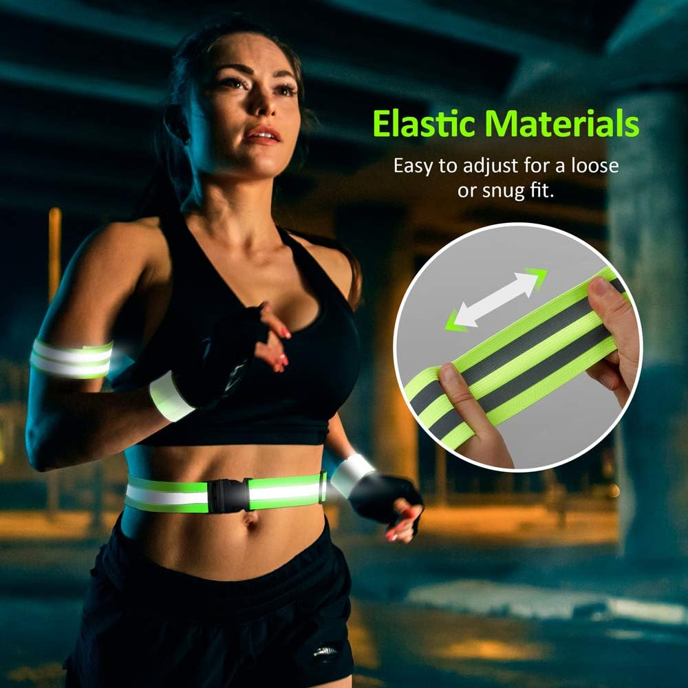Vanmor High Visibility Reflective Bands for Wrist, Arm, Ankle, Leg. Reflective Running Gear for Men and Women, Safety Reflective Straps Bracelets for Night Running, Cycling, Walking. : Sports & Outdoors