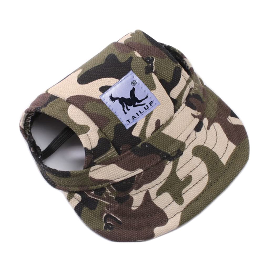 BT Bear Dog Hats,Casual Visor Pet Hats Dogs Baseball Sun Hats Sport Cap with Ear Holes and Chin Strap for Small Dogs (Camouflage,M)