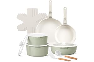 KOCH SYSTEME CS 17 PCS Pots and Pan Set, Nonstick Cookware Set Removable Handle, Induction Kitchen Cookware Sets Non Stick wi