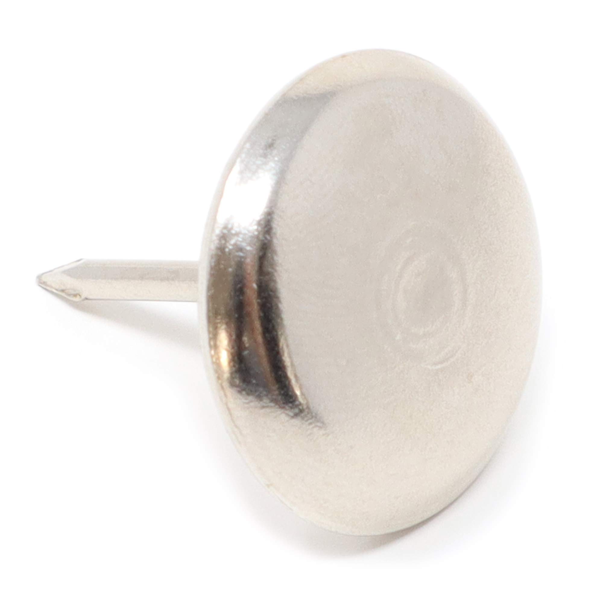 Adsamm® / 32 x Glides in metal with nail | Ø 0,98'' (Ø 25 mm) | silver | round | Premium quality furniture sliders with nail by Adsamm®