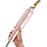 TYMO CurlPro Plus Automatic Rotating Curling Iron - Upgraded Long Barrel Curling Wand for Long Hair, Ceramic Hair Curler for Women, Anti-Scald, Tangle-Free, 600M Ionic, Dual Voltage,Gold Blush, 1 Inch