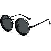 Cyxus Adjustable Tint Sunglasses 1-9 Gears Rounded Polarized Glasses with ND Filter Lenses Advanced ND Filter Lens Technology（P1299B02 Black）