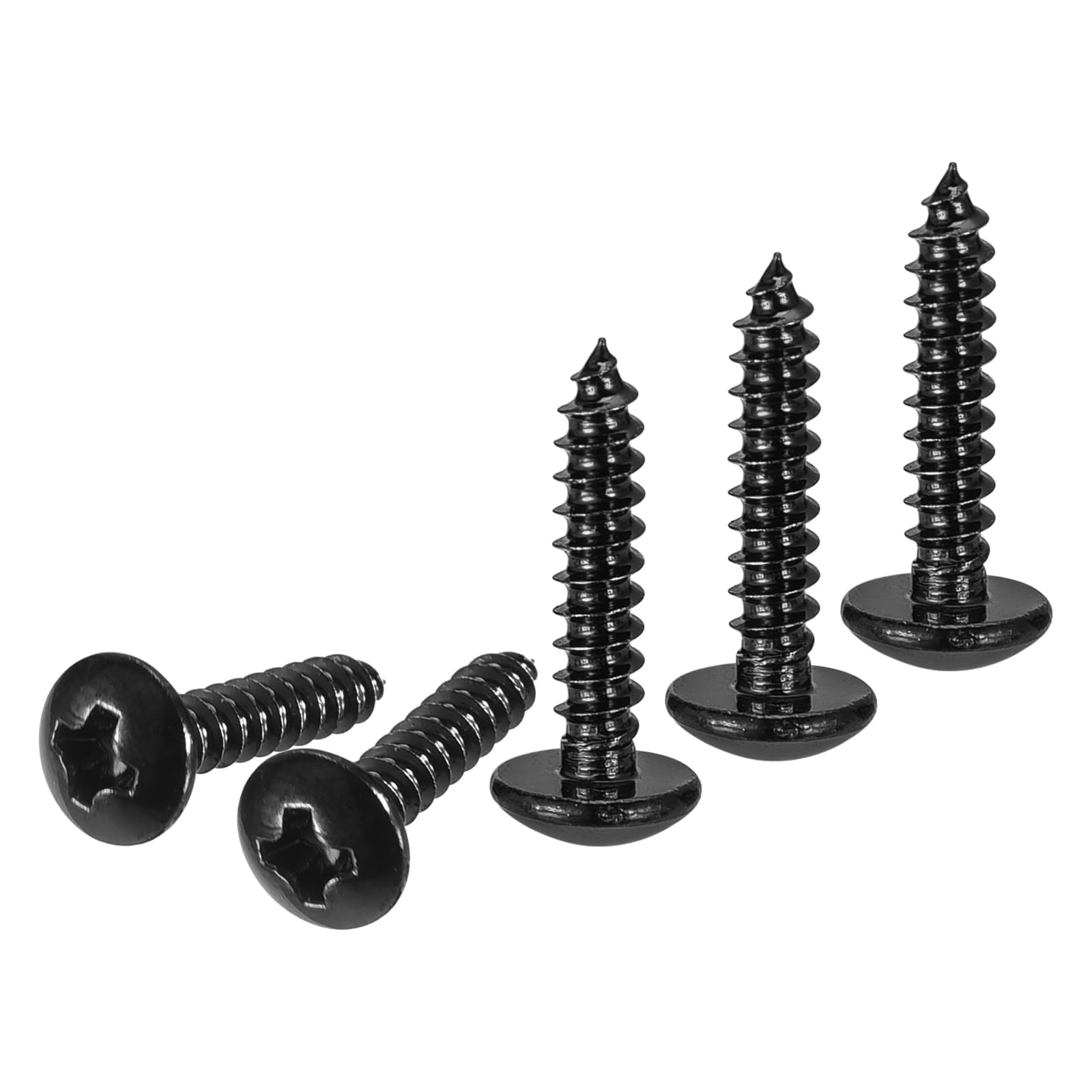 DTGN #4x1/2 Sheet Metal Screws - 100 Pack - for Wood, Furniture - 304 Stainless Steel Phillips Truss Head Self Tapping Tip Wood Screws - Black