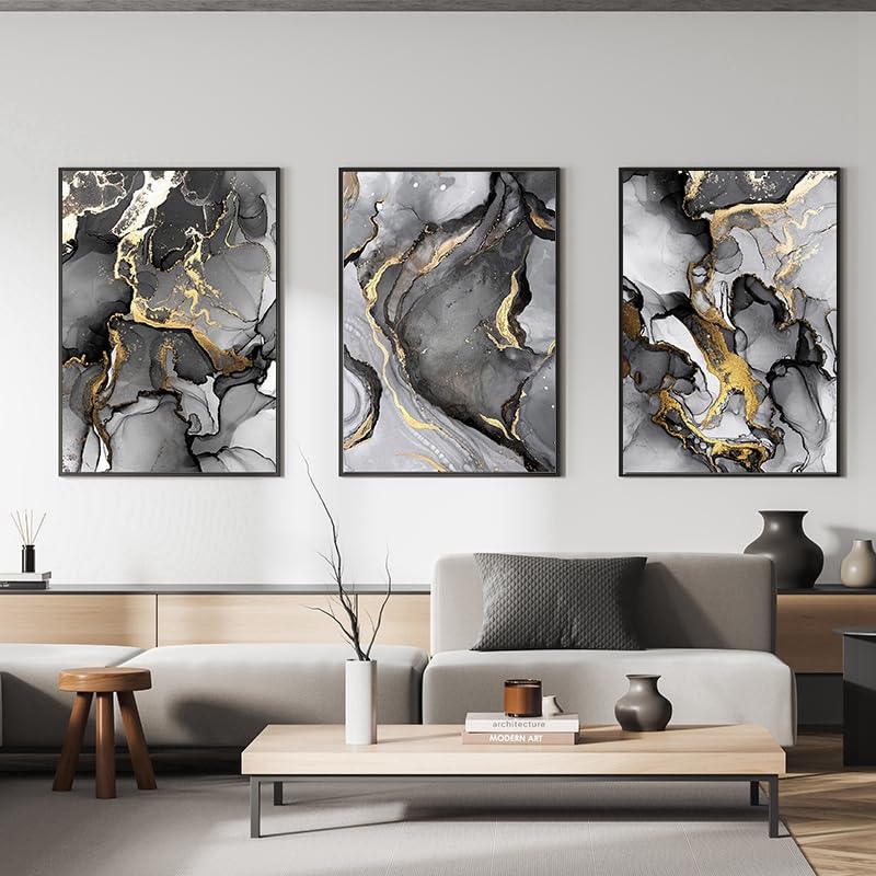 LPFNSF Islamic Decorative Poster, Arabic Calligraphy Marble Background Picture, Decorative Canvas Painting, Furniture Background Wall Printed Canvas Painting, Frameless (Style 3, 50x70cm*3)