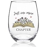 Futtumy Just One More Chaper Wine Glasses 17oz, Book Lovers Gifts, Mothers Day Birthday Christmas Gifts for Book Lovers Women Readers Freinds, Funny Reading Accessories Librarian Bookish
