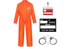 ALAIYAKY Prisoner Costumes Men Orange Prisoner Jumpsuit Prison Escaped Inmate Unisex Jail Criminal Halloween Costume Tag
