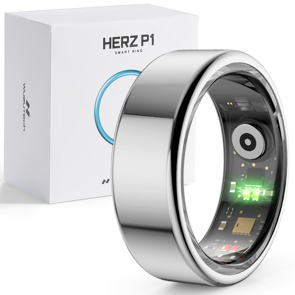 Photo 1 of Herz P1 Smart Ring for Women & Men - (Size 13) 24/7 Health Metrics Fitness Ring, Tracks 20+ Biometrics, 6 Day Battery Life, Waterproof Stainless Steel, Free APP for iOS Android, No Subscription
