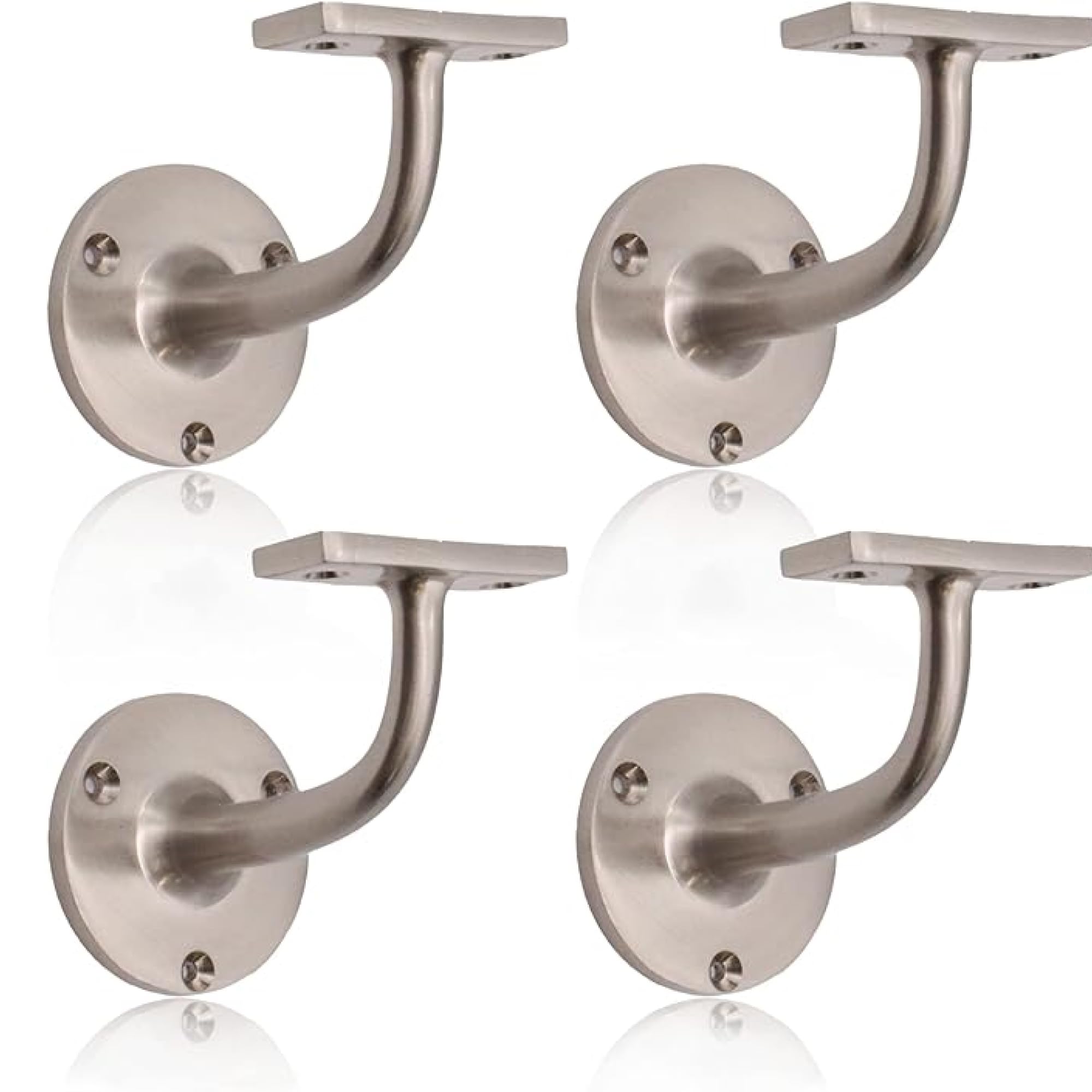 Satin Nickel Handrail Brackets for Stair Bannister Handrail Wood and Steel Handrail - Pack of 4