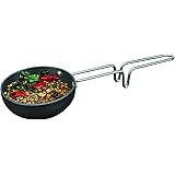 IndiaBigShop Non-Stick Aluminium Tadka Frying Pan, 11 Inch (Black)