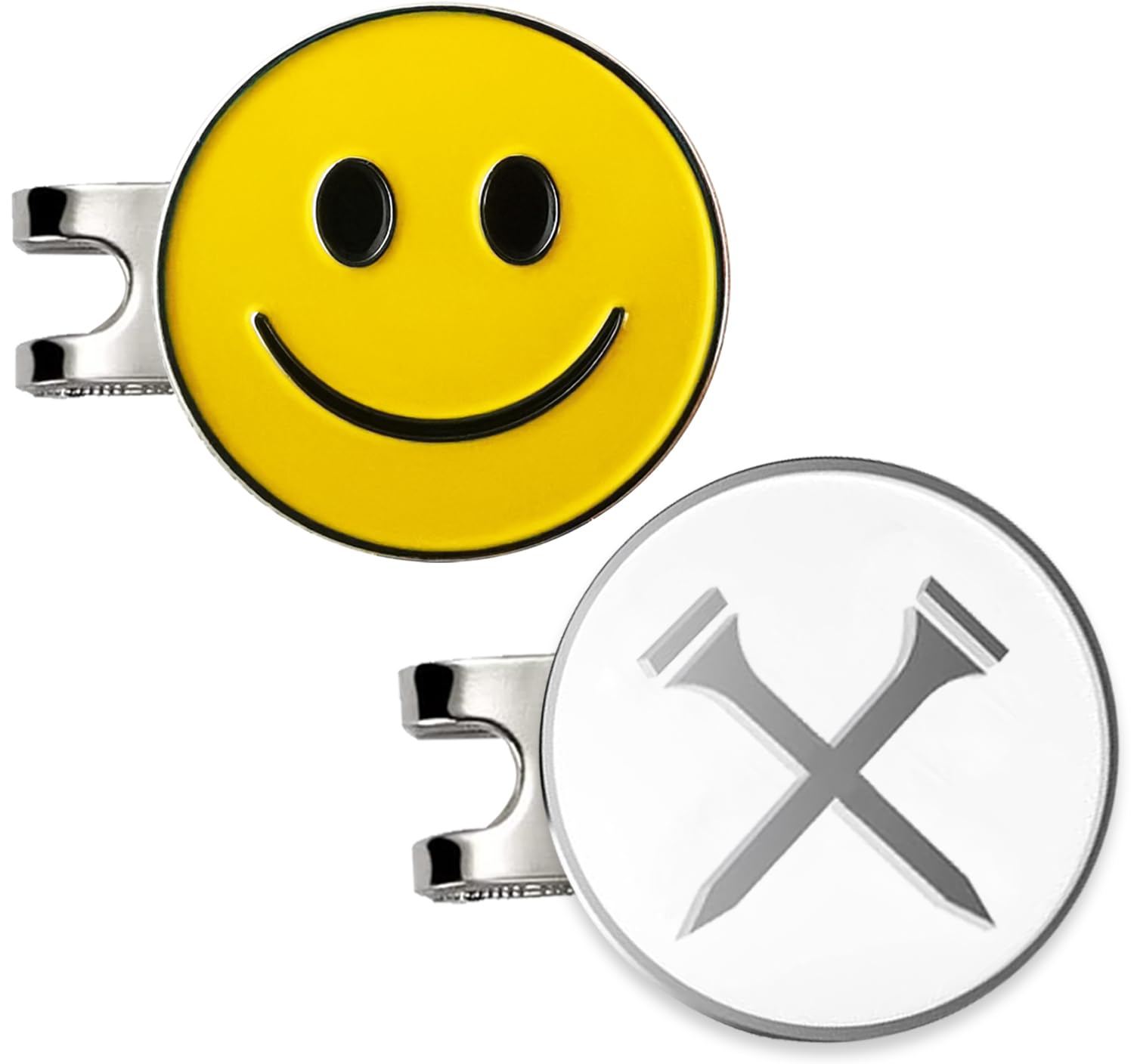 Adhere Golf ball Markers Soft Enamel golf ball markers with strong Magnetic Hat Clip, A Premium Golf Gifts for Golfer (White+Smile)