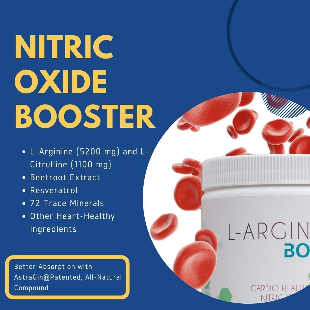 L-ARGININE BOOST - Nitric Oxide Booster Dietary Supplement - For Cardio Health - L-Arginine with L- Citrulline - Beetroot Extract - Better Blood Pressure, Blood Flow, & Cholesterol - Strawberry Powder: Health & Personal Care