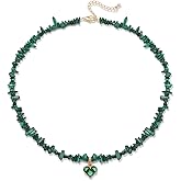 GolbalJew Healing Crystal Beaded Necklace Stone Chips Beads Heart Pendant Choker Necklaces for Women Gemstone Jewelry Gifts