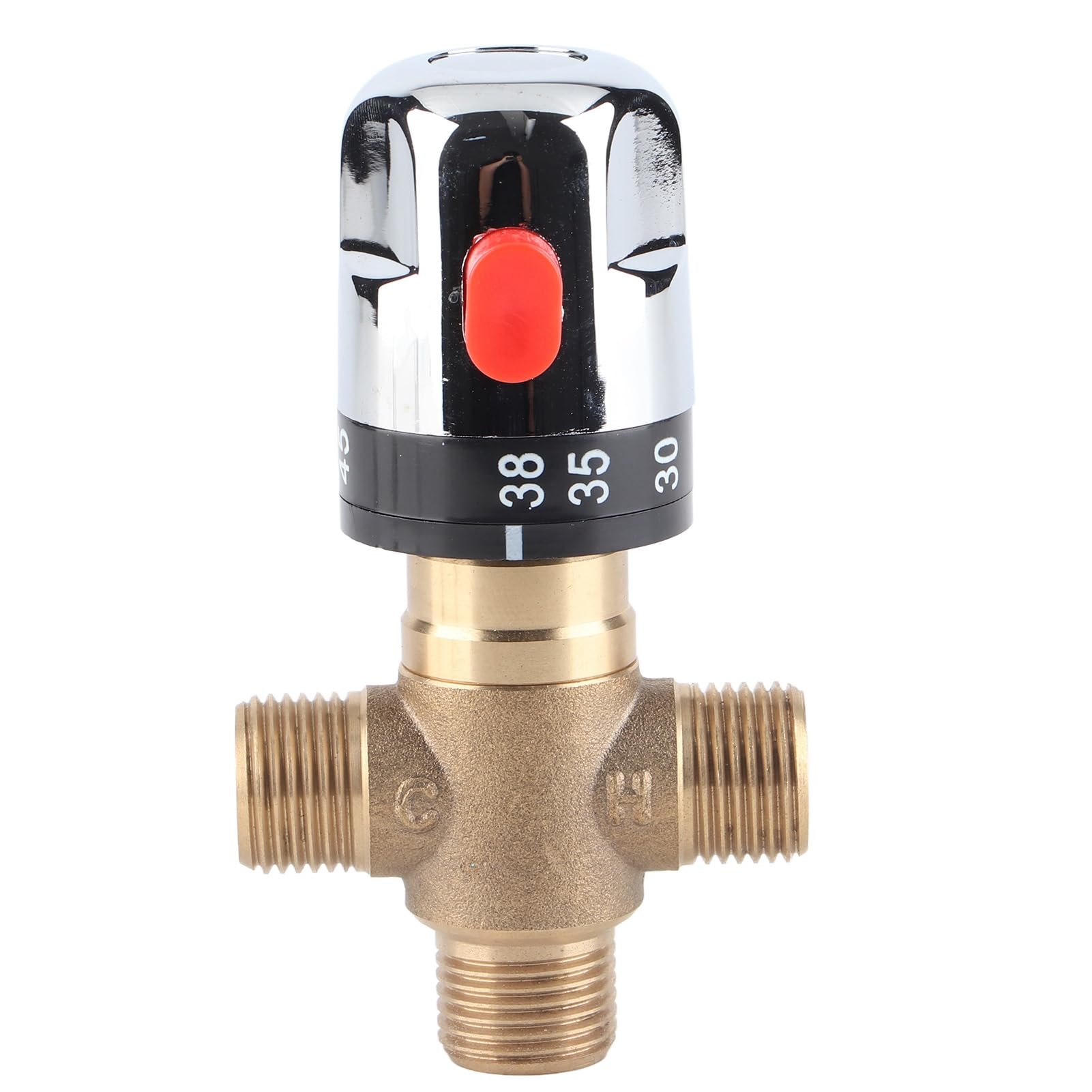 Thermostatic Mixing Valve, 3-Way Solid Brass Thermostatic Mixer Temperature Control Valve for Shower System Bathroom Automatic Touchless Faucet