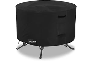 ANartcle Round Patio Table Covers 50inch,100% Waterproof 600D Heavy Duty Round PatioTable Cover,Round Patio Table Covers for Outdoor Furniture,50"DIA x 23"H,Black.