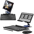 voppton for Samsung Galaxy Z Fold 6 5 4 Stand and Keyboard Mouse, Portable Mini Bluetooth Keyboard, Foldable Adjustable Tablet Stand Holder for Desk, with Wireless Mouse and Pen