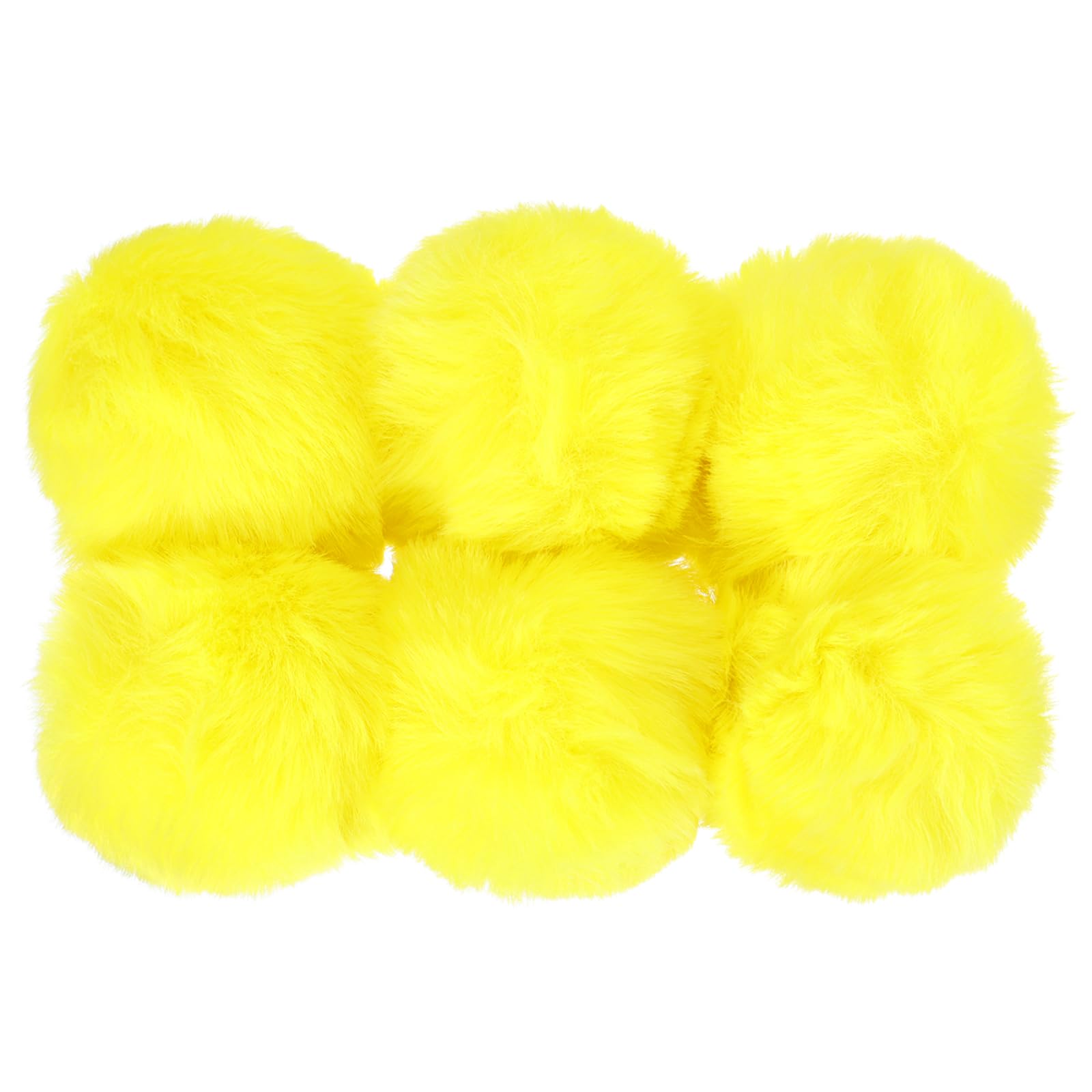 PATIKIL Faux Fur Pom Poms for Hats, 6 Pcs Fluffy Soft Fur Poms Balls for Keychain Knitting Hats DIY Scarves Gloves Bag Christmas, Yellow