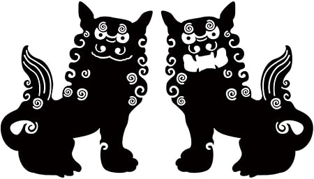 Amazon カッティングステッカー シーサー 2 約110mmx約195mm ブラック 黒 ステッカー デカール 車 バイク