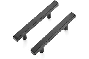 Ravinte 30 Pack 5 inch Square Cabinet Pulls Matte Black Stainless Steel Kitchen Drawer Pulls Cabinet Handles 5”Length, 3” Hol