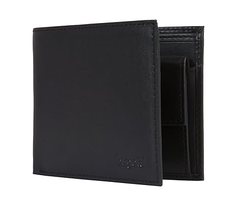 bugatti Herren Geldbeutel aus Echt Leder im Querformat, Schwarze Ledergeldbörse für Männer - Schwarz #Santiago 1750