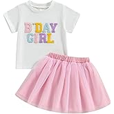 Toddler Birthday Dress Outfit Birthday Girl Embroidery Ruffle Shirt Princess Mesh Tutu Skirt Party Gifts for Girls