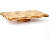 Rectangular Wood Cake Stand, Rustic Square Cake Dessert Display Platter, Tall Tierd Footed Cake Plate, Large Charcuterie Board, Wedding Birthday Party Holiday Christmas Essentials 17 x 11.8 x 2.8 Inch