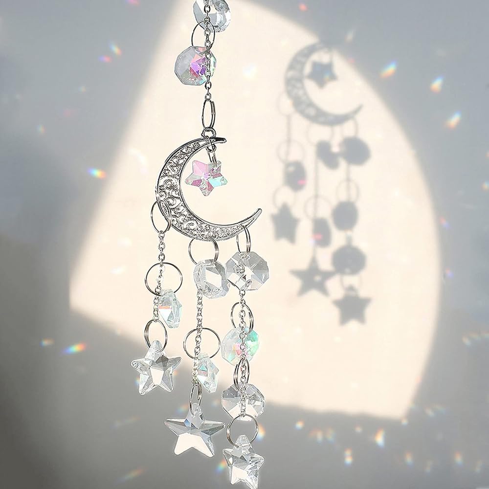 Yoosso Sun Catchers Moon Star Rainbow Crystal Window Ornament