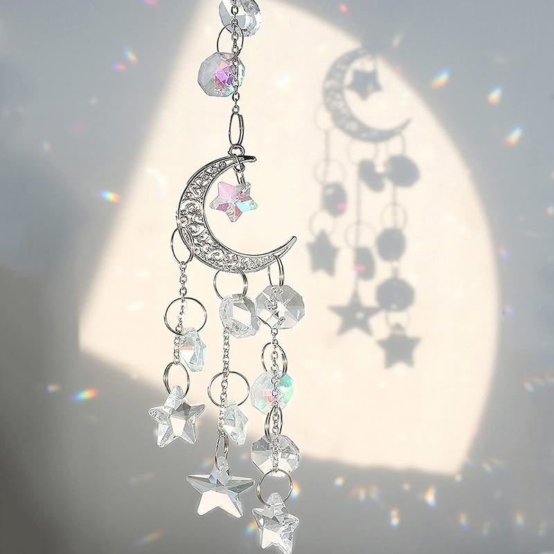 Yoosso Sun Catchers Moon Star Rainbow Crystal Window Ornament